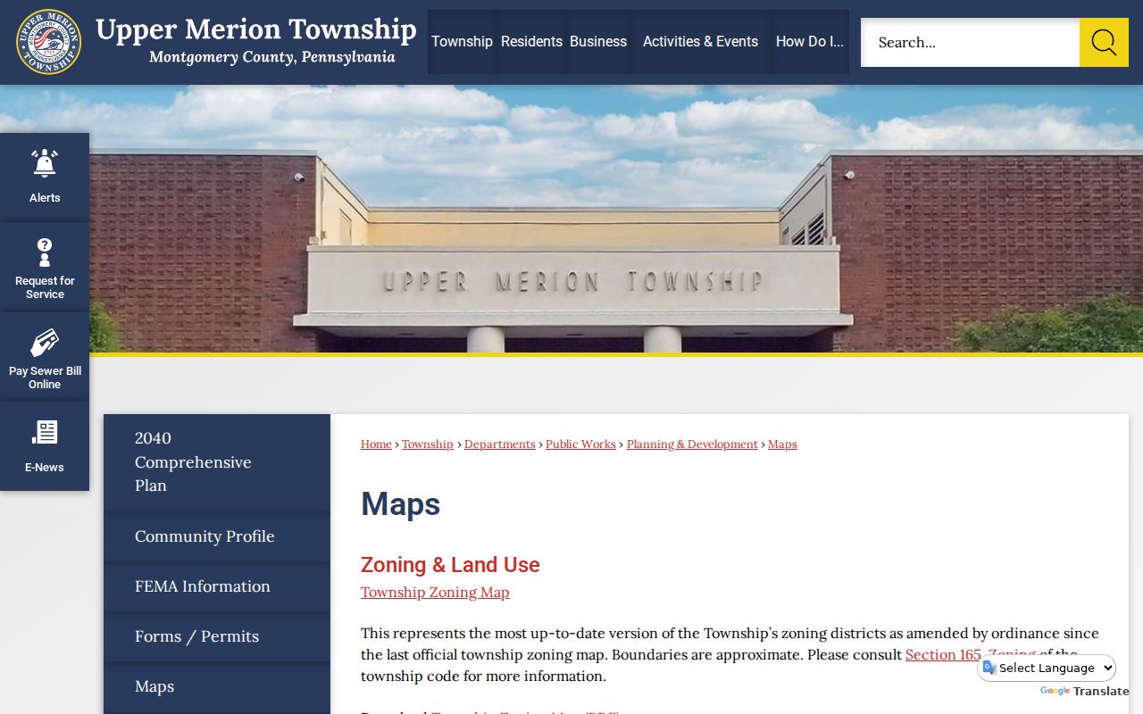 Upper Merion Township ZIP code directory official street and zoning maps